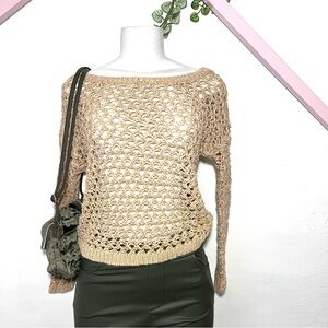 Boho Crochet Top Xs Bohemian Shirt  Fairy Core Granola Girl Earthy Ralph Lauren